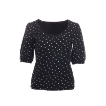 Basic New Arrival Ladies' Puff Short Sleeve T-shirt With Small Dot Discharge Print